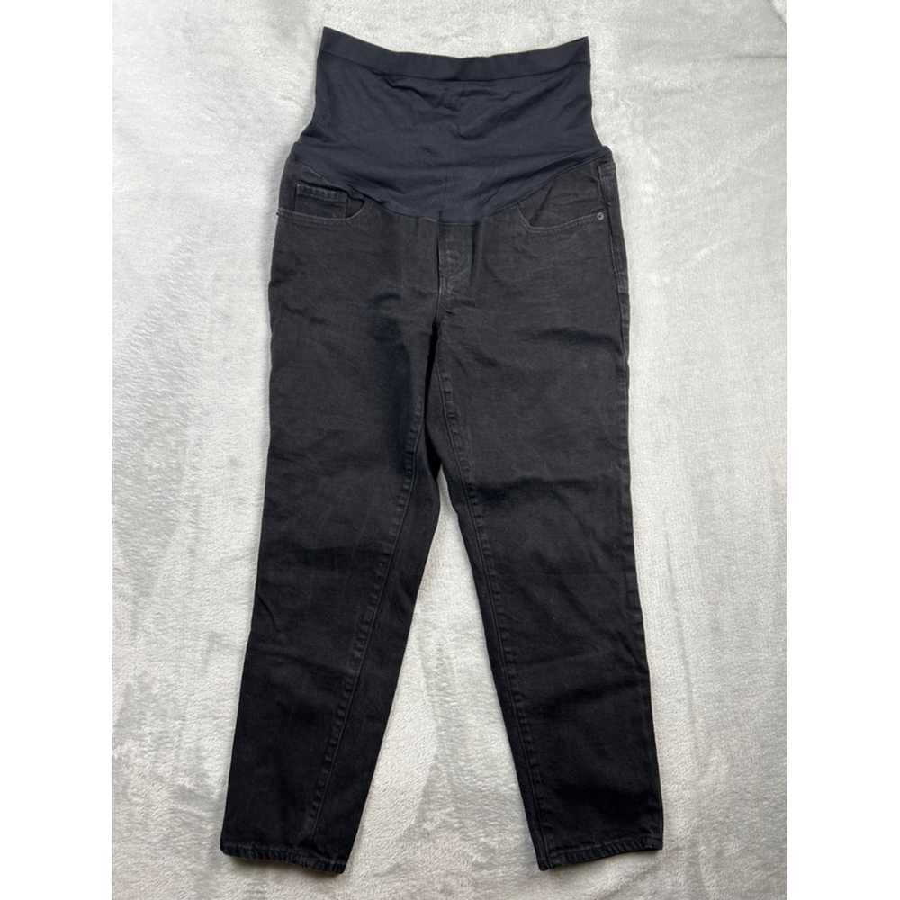 Women's Old Navy Maternity Jeans Size 12 Black Front Panel Straight Jeans - Picture 2 of 6